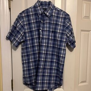 Ralph Lauren Blue and White Plaid Men's Shirt